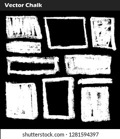 Set of Vector Chalk Shapes Grunge Design Elements. Hand drawn illustration.