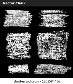 Set of Vector Chalk Shapes Grunge Design Elements. Hand drawn illustration.