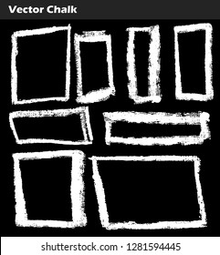 Set of Vector Chalk Shapes Grunge Design Elements. Hand drawn illustration.