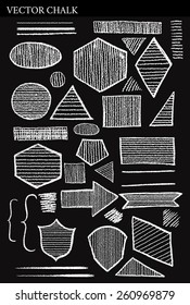 Set of Vector Chalk Shapes Grunge Design Elements. Hand drawn illustration.
