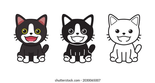 Set of vector character cartoon cat for design.