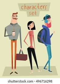 Set of vector characters