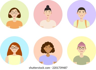 Set of vector characters girls and boys, children, students and kids.