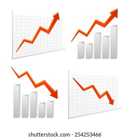 Set Vector Chart Graph Icon Positive, Negative Infographic, Layered.