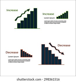 Set Vector Chart Graph Icon Increase, Decrease Infographic.