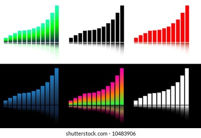 Set of Vector Charts of Success Reflected