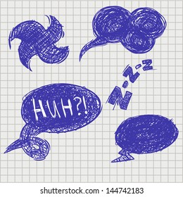 Set of vector chat bubbles in hand drawing style. Shaded bubbles