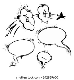 Set of vector chat ink grunge bubbles