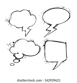Set of vector chat ink grunge bubbles