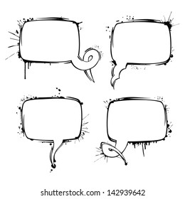 Set of vector chat ink grunge bubbles
