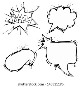 Set of vector chat ink grunge bubbles
