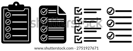 set vector checklist icons on clipboard and documents design illustration