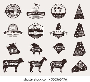 Set of vector cheese logo and icons