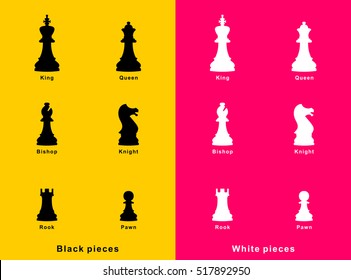 Set of vector chess pieces icon. Vector flat design.