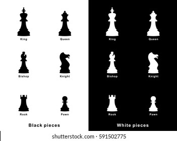 Set of vector chess pieces icons. Flat design. Chess figures