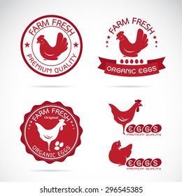 Set of vector an chicken and eggs label on white background,Vector chicken and eggs label for your design.