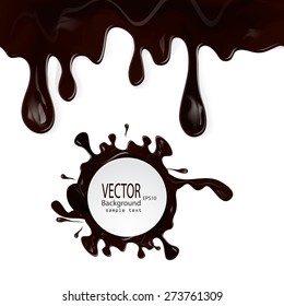 Set vector chocolate drips seamless patterns and blots on white background