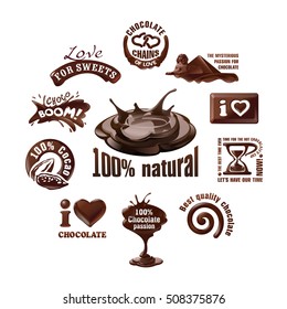 Set vector chocolate logos and labels.