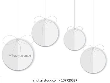 set of vector christmas balls, origami paper decorations with place for your text isolated on white background