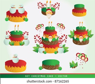 set vector of christmas cake