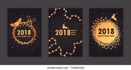 set of vector Christmas cards. 2018.