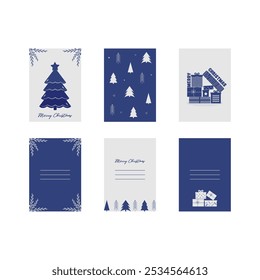 Set of vector Christmas cards. Flat Christmas illustrations. EPS 10.