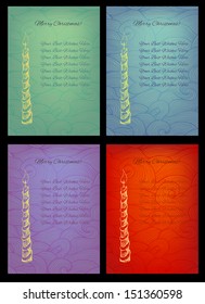 Set of vector Christmas cards with hand drawn candles