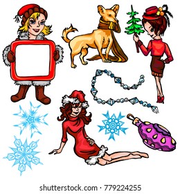 Set of vector Christmas characters