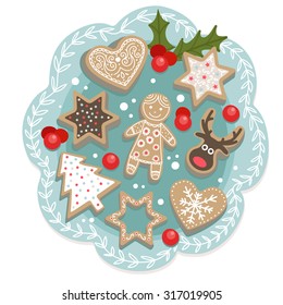 Set of vector Christmas cookies