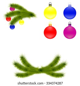 Set of vector Christmas decorations.