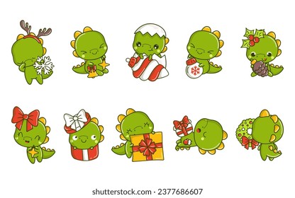 Christmas Dino mascot 8515207 Vector Art at Vecteezy