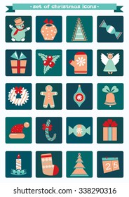 Set of vector Christmas element - cartoon new year illustration. 
