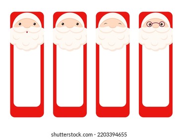 Set of vector Christmas gift tag, card, badge, sticker with Santa Claus. Element for xmas scrapbooking, template card, greeting, decoration, congratulation, invitation. Vector illustration EPS8