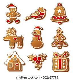 Set of vector Christmas ginger breads illustration for your design