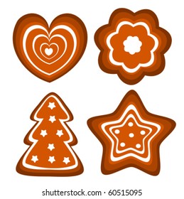 Set of vector Christmas gingerbread cookies illustration
