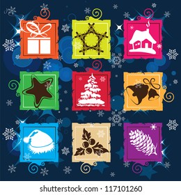 Set vector Christmas icon, seamless background