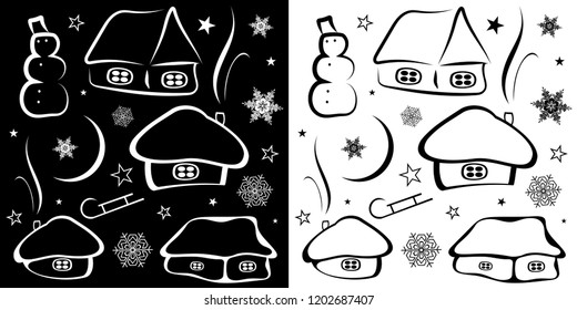 Set of vector Christmas images, objects.