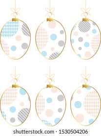 Set of vector Christmas and New Year geometric Christmas balls. Scandinavian design