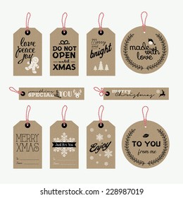 Set Of Vector Christmas And New Year Gift Tags