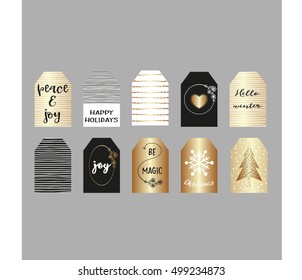 Set of vector Christmas and New Year gift tags