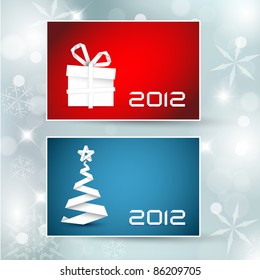 Set of vector christmas / New Year banners (cards) 2012 - blue and red version