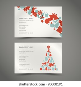 Set of vector christmas / New Year cards (blue and red)