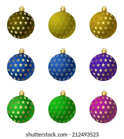 A set of Vector Christmas ornaments/ Balls. Eps 10. Easy to Edit.
