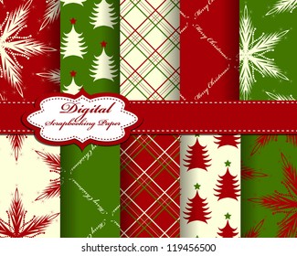 set of vector Christmas  paper for scrapbook