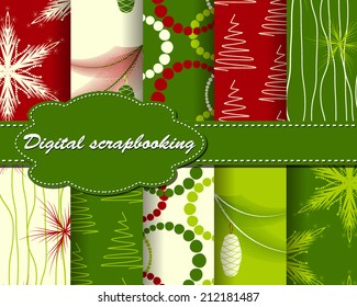 set of vector Christmas paper for scrapbook