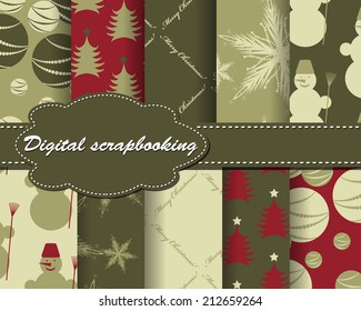 set of vector Christmas paper for scrapbook