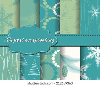 set of vector Christmas paper for scrapbook