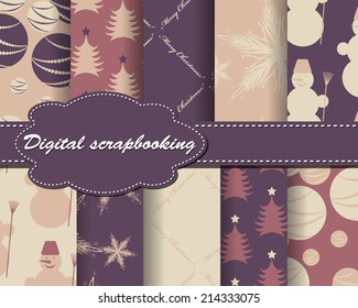 set of vector Christmas paper for scrapbook