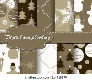 set of vector Christmas paper for scrapbook