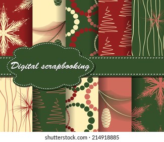 set of vector Christmas paper for scrapbook